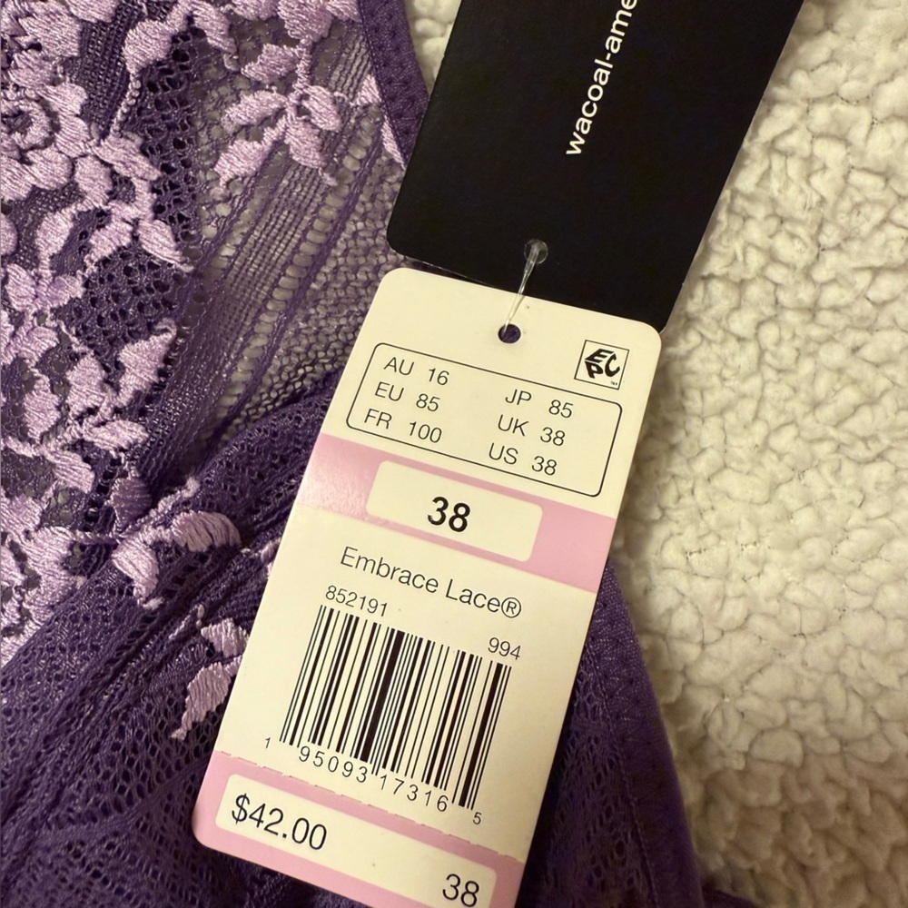 Wacoal Embrace Lace Wire Free Convertible Bra Lavender Purple Bralette - Picture 8 of 11